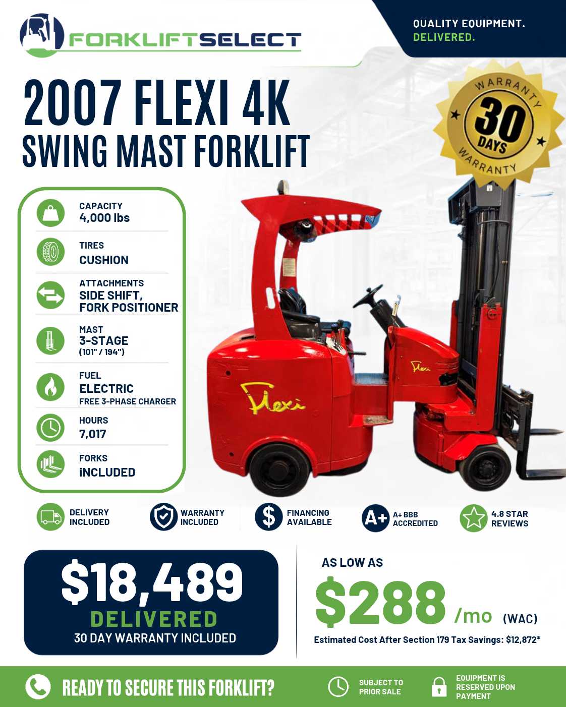 2007 Flexi 4K Cushion Tire Forklift...
